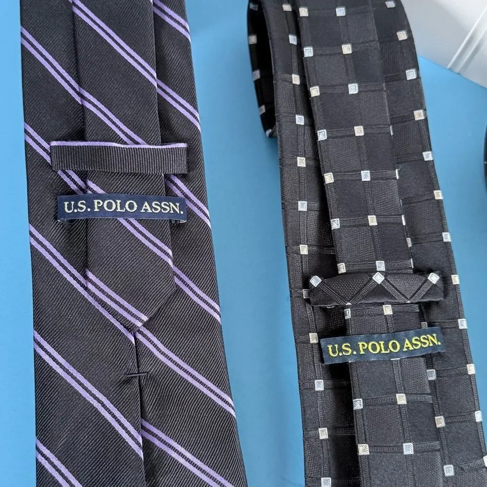 Bundle Of 3 U.S. Polo Assn. Men's Tie Trio - Black, Purple, Brown